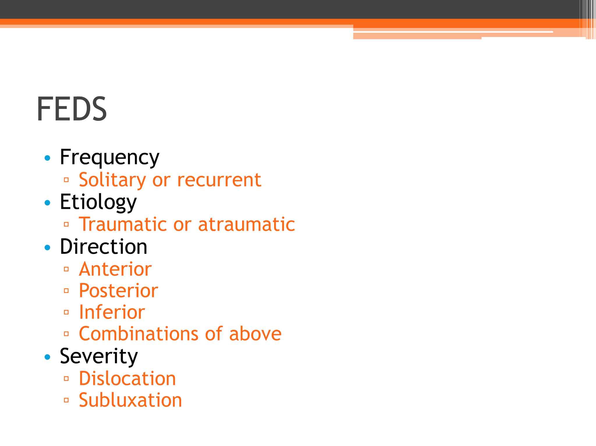 FEDS shoulder classification system