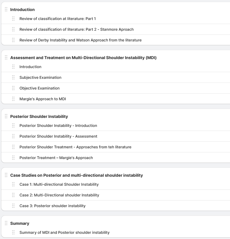 Management of MultiDirectional and Posterior Shoulder Instability